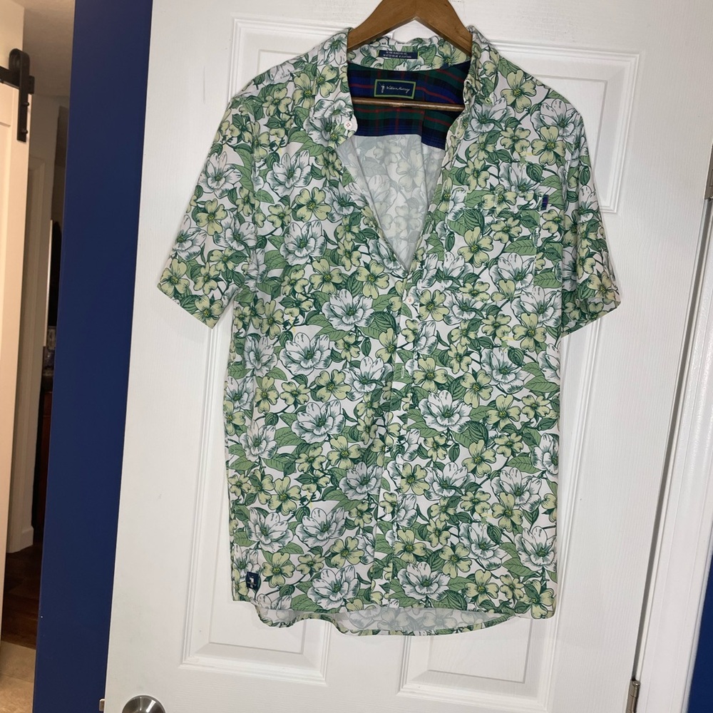 William Murray Golf "Something Strange" green floral polo shirt - medium